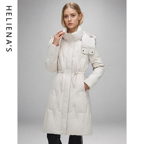 长款大牌连帽海兰丝冬装外套洋气