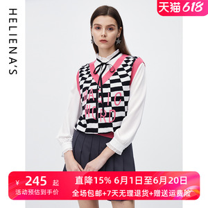 海兰丝2024春秋新款甜酷薄款无袖女针织衫外穿上衣潮牌马甲女