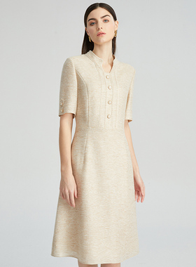 海兰丝2024商场同款连衣裙优雅复古夏新款高级感连衣裙H232OP01