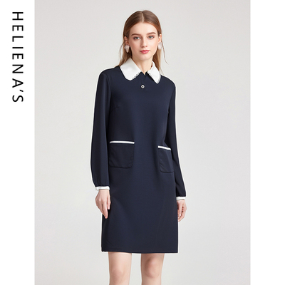 2025年新款娃娃领连衣裙中长款