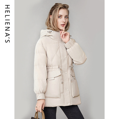 中长款鸭绒纯色女外套连帽