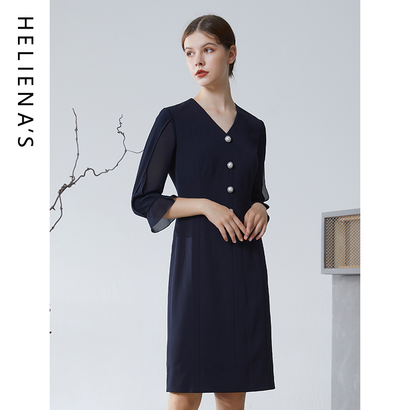 海兰丝通勤时尚修身连衣裙