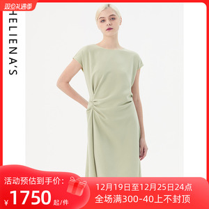 海兰丝奢睿女装连衣裙 复古圆领连衣裙秋季新款裙子小众别致女裙