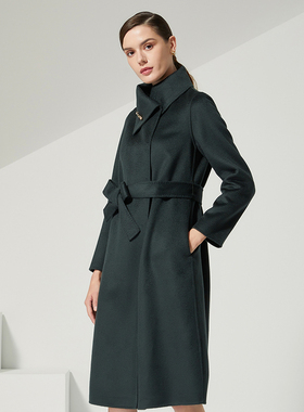 海兰丝大衣 毛呢外套女2024年秋冬新款双面羊毛大衣长款 H225LC10