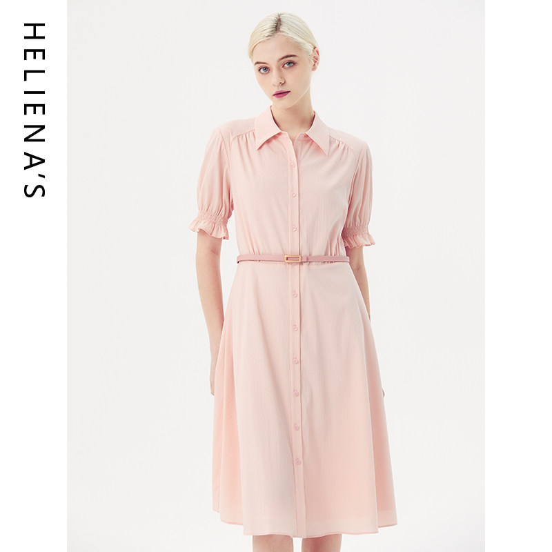 海兰丝奢睿女装连衣裙 收腰显瘦气质高级感polo领衬衫裙新款女裙