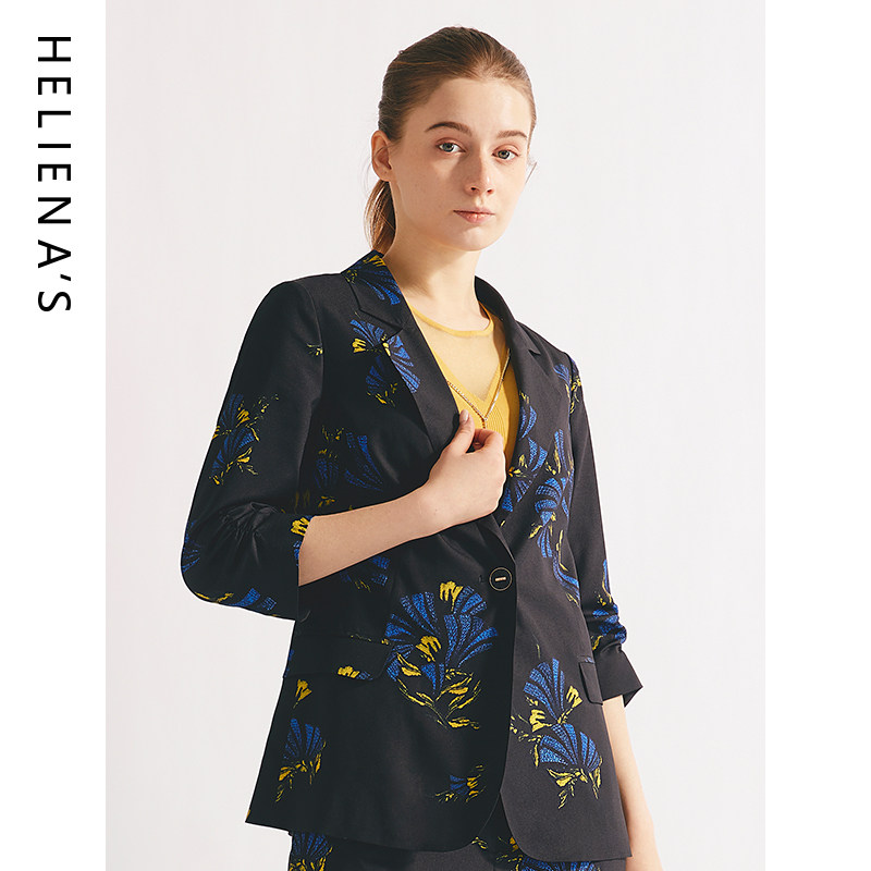 海兰丝印花不规则时尚小西服