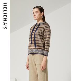 海兰丝商场同款时尚新款精美气质欧美个性领时尚针织衫女