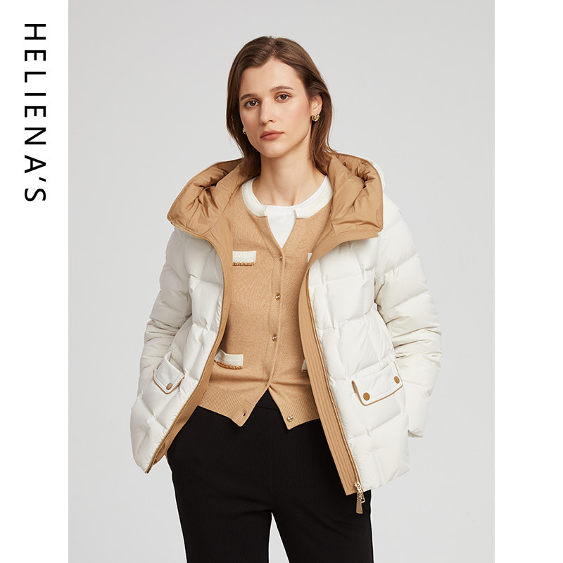 海兰丝商场同款羽绒服女短款2024年冬季新款高级感小个子鸭绒外套