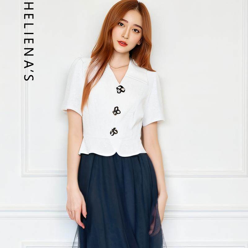 海兰丝2024年夏季新款V领提花拼接网纱高级感名媛假两件连衣裙女