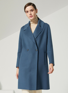 海兰丝大衣羊毛羊绒中长款毛呢大衣一粒扣修身外套女 H225LC20
