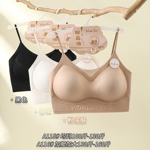 粉底液隐形内衣洞洞杯女小胸聚拢夏季无钢圈文胸罩防走光美背抹胸