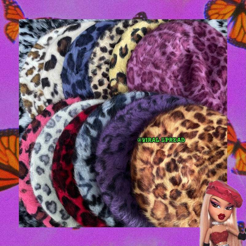 ins同款复古豹纹贝雷帽