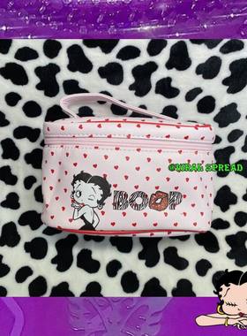 VIRAL SPREAD90s美式复古bettyboop贝蒂粉色爱心斑马纹化妆包包邮