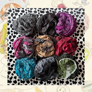 VIRAL SPREAD 亚文化废土风y2k古早味褶皱肌理复古流苏木耳边围巾