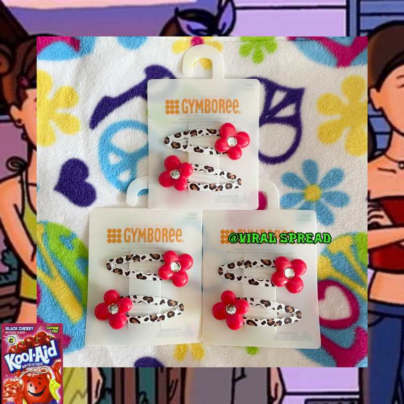 刘海夹合金豹纹小花复古可爱