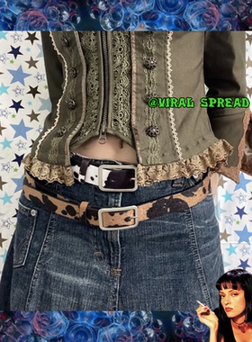 VIRAL SPREAD ins千禧辣妹y2k超级q奶牛纹毛毛腰带多色可选 包邮