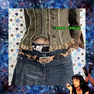 包邮 ins千禧辣妹y2k超级q奶牛纹毛毛腰带多色可选 SPREAD VIRAL