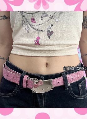 VIRAL SPREAD 可爱鼠千禧y2k可爱kt猫咪水钻腰带亚文化皮带包邮