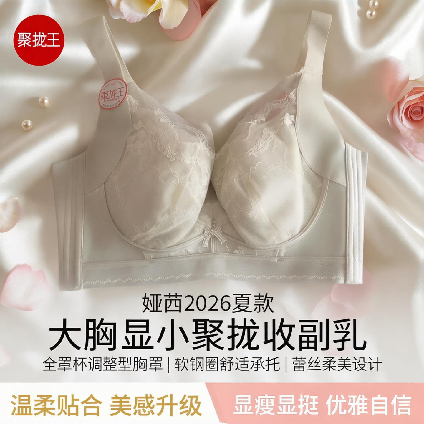 娅茜大胸显小聚拢收副乳调整文胸
