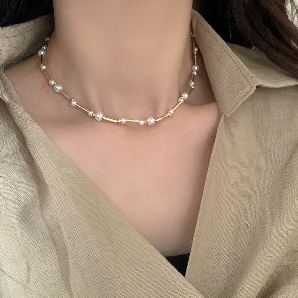 法式复古珍珠项链女夏季新爆款简约颈链高级感百搭精致气质锁骨链