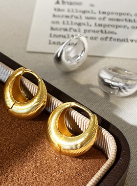 简约时尚复古百搭ins冷淡风线条感耳扣通勤日常轻奢高级感耳饰女