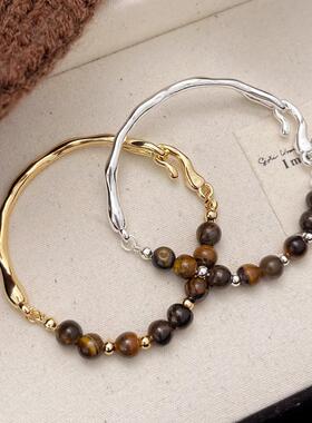 冬季热卖爆款天然虎眼半镯手链韩国风时尚黑色系秋冬手链手镯