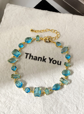 蓝锆石不规则糖果手链轻奢高级感精致夏季手饰简约小清新手链首饰