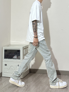 SS17*P65 vibe高街美式复古无性别穿搭 直筒合体弹力牛仔裤潮男图片