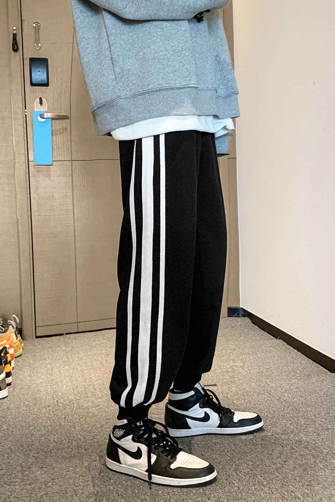 K29*P50特冬加绒加厚运动3杠撞色卫裤青少年潮休闲长裤男,男装休闲裤,电商A007-3
