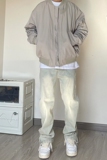 OK01*P58~水洗做旧黄泥染牛仔裤男美式复古hiphop高街宽松vibe，男装牛仔裤，电商A007-3
