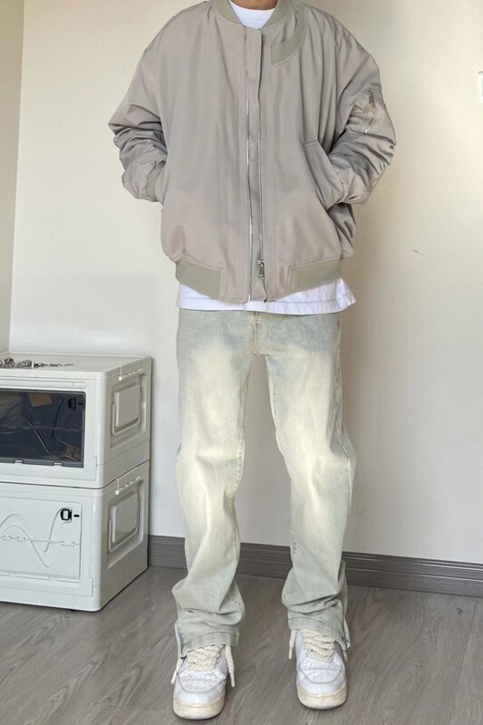 OK01*P58~控78~水洗做旧黄泥染牛仔裤男美式复古hiphop高街,男装牛仔裤,电商A007-3