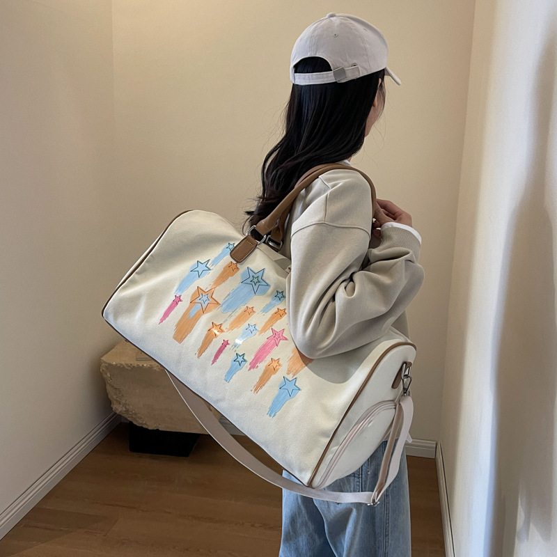 大容量帆布包时尚短途旅行包女轻便行李袋外出旅游瑜伽健身手提包