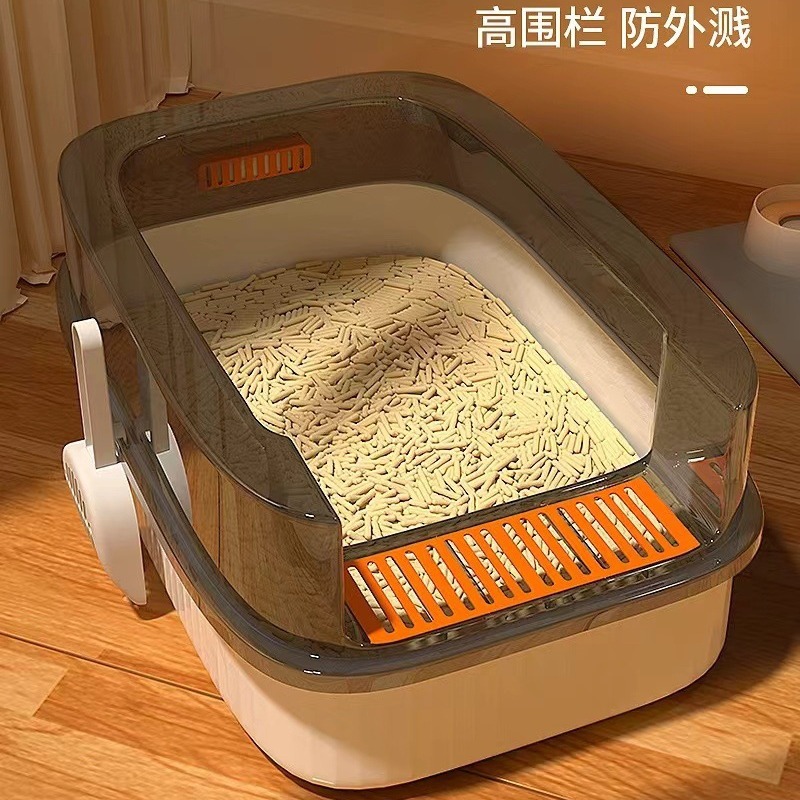 猫砂盆超大号厕所猫沙盆子半封闭防外溅屎盆小号幼猫全开放砂盆特