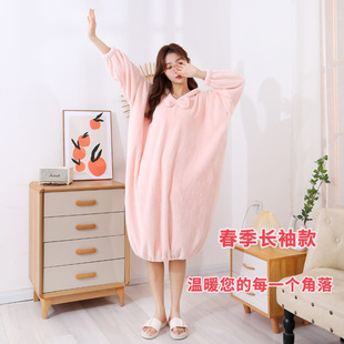 浴袍可穿浴巾女家用吸水柔软速干浴裙洗澡睡袍睡衣连帽 洗澡后穿