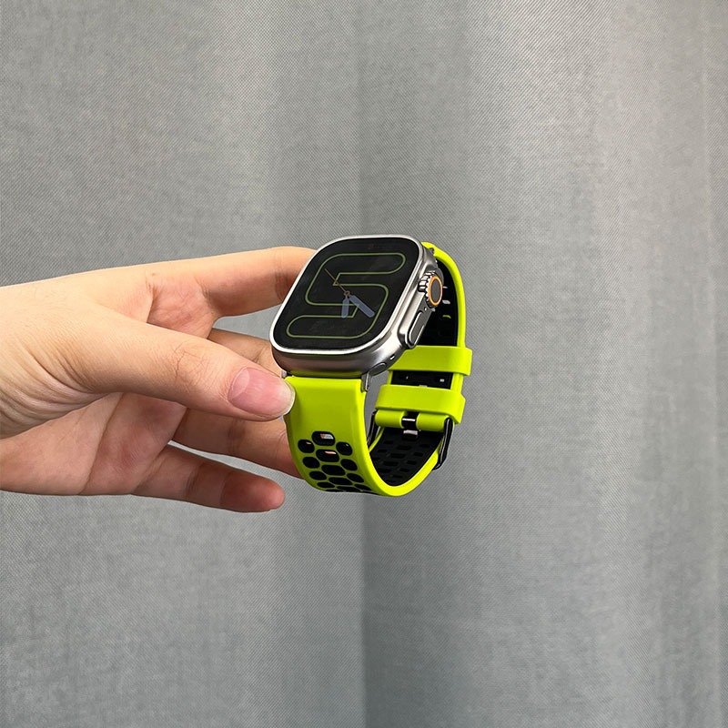 适用于applewatchultra表带硅胶iwatch表带苹果手表s8双色硅胶腕