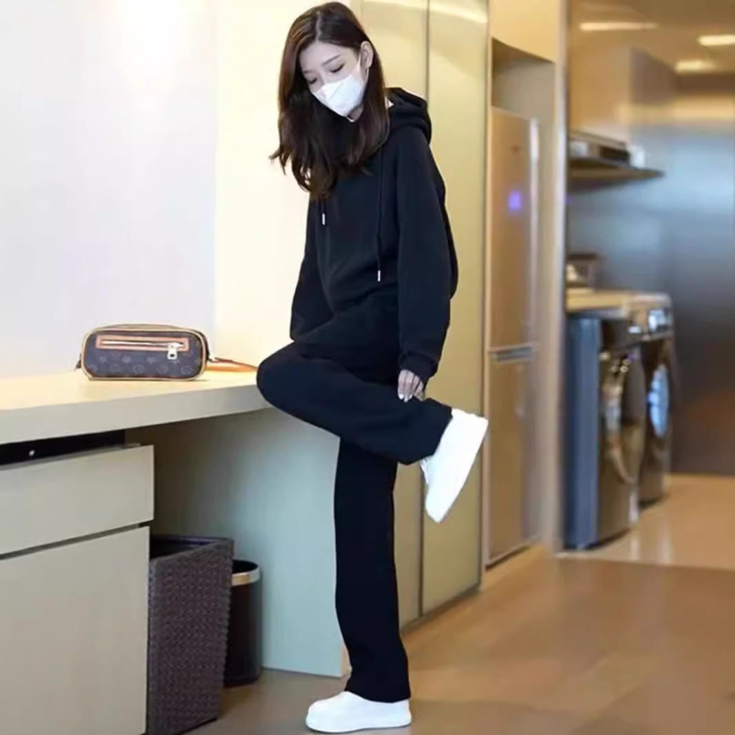 新款运动服套装女春秋装休闲时尚大码黑色卫衣两件套,女装/女士精品,时尚套装,淘宝优惠券,粉丝福利购,淘宝优惠卷