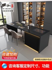 岩板中岛台吧台餐桌一体开放式厨房家用岛台台面定制轻奢哑光西厨