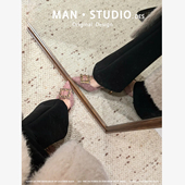 漫漫小个子 绸缎方扣中空尖头新娘婚纱鞋 粉色高定法式 水钻高跟鞋