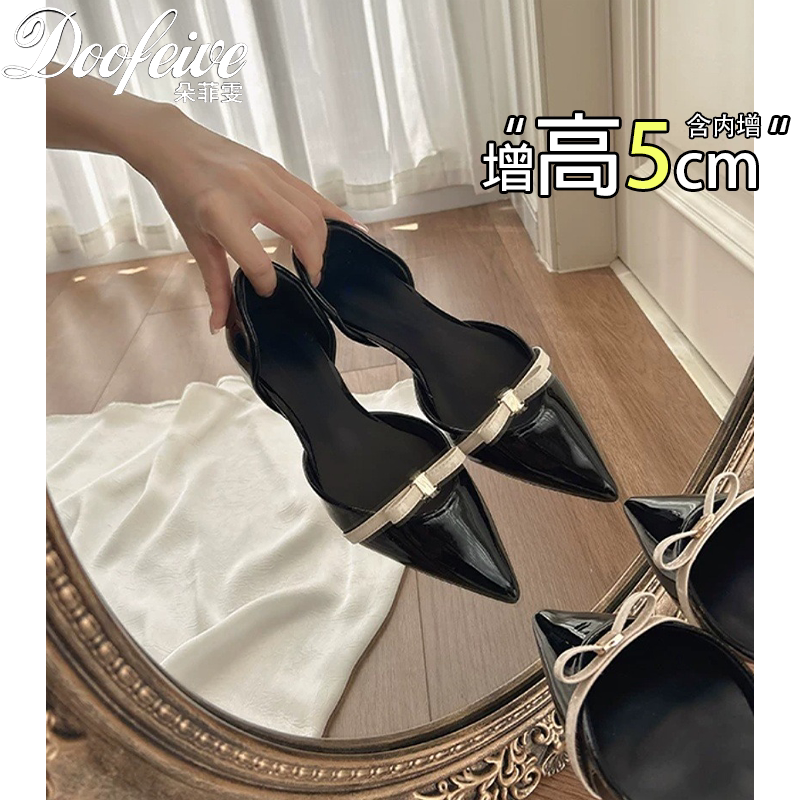 平底鞋女春新款内增高侧空单鞋女