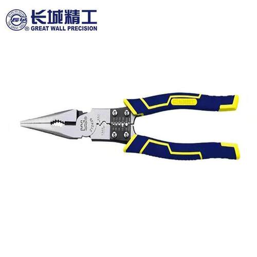 长城精工多功能尖嘴钳尖口钳子带剥线功能电工手钳9英寸212439
