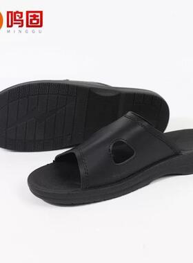 鸣固PU黑色鞋软底加厚全包边防静电鞋电子厂无尘车间工作鞋40码ZG