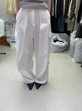 pado韩国东大门2025春季新款时尚百搭纯色简约松紧腰休闲裤