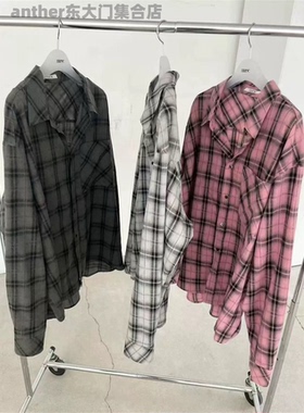 nuese韩国东大门2025秋季新款时尚百搭宽松休闲格子衬衫