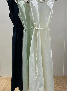 包邮 现 女2024夏季placor 东大门 简约高级收腰系带无袖连衣裙