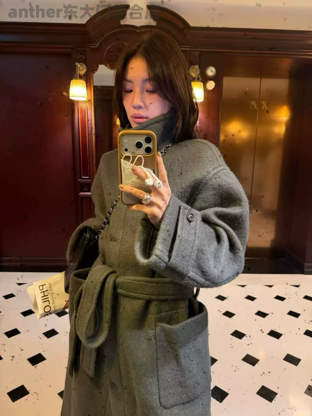 mute向日葵同款韩国东大门2025冬百搭宽松休闲立领羊驼毛大衣外套