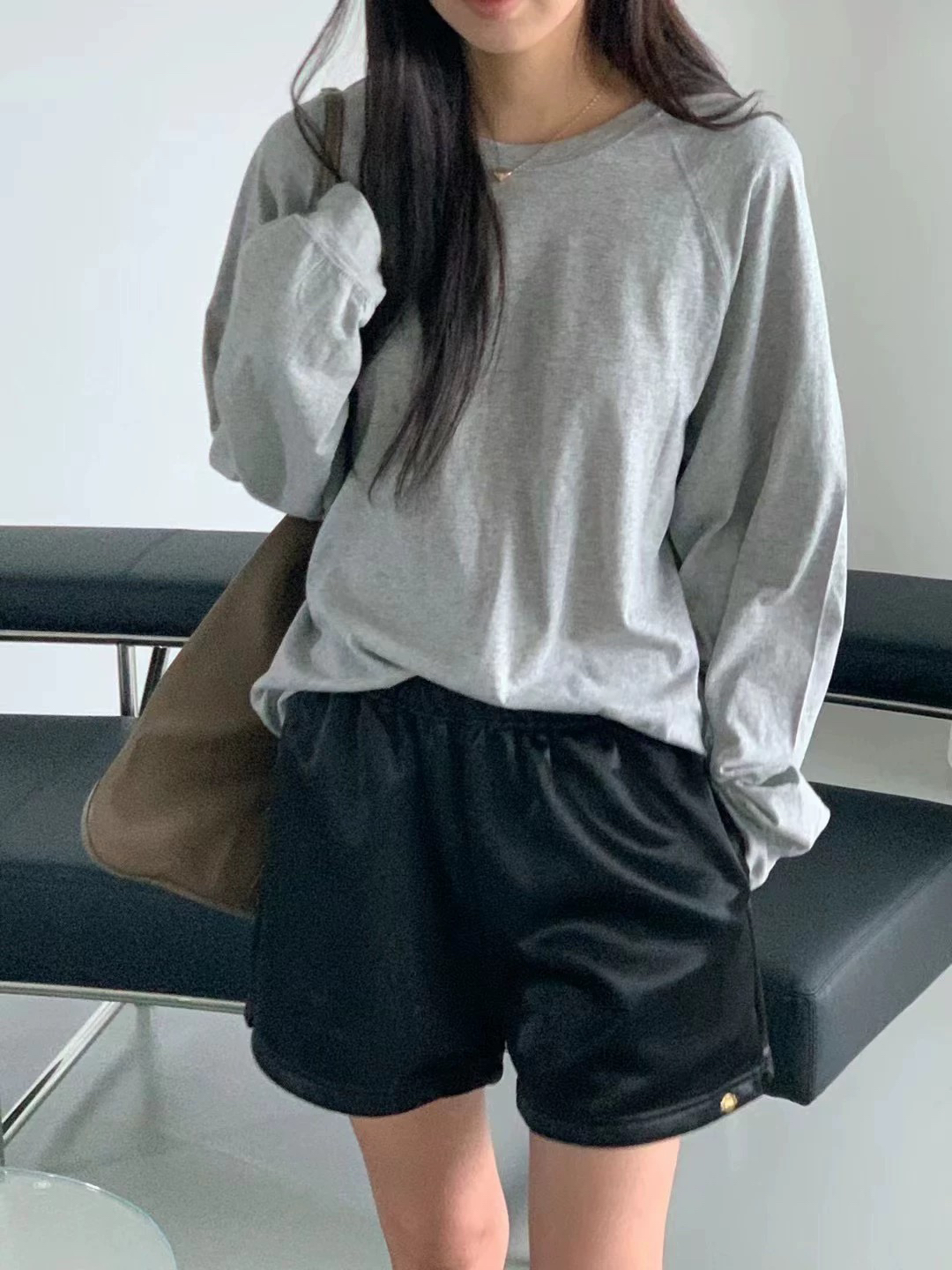 现货 包邮 东大门24秋季baking powder圆领长袖T恤女宽松上衣