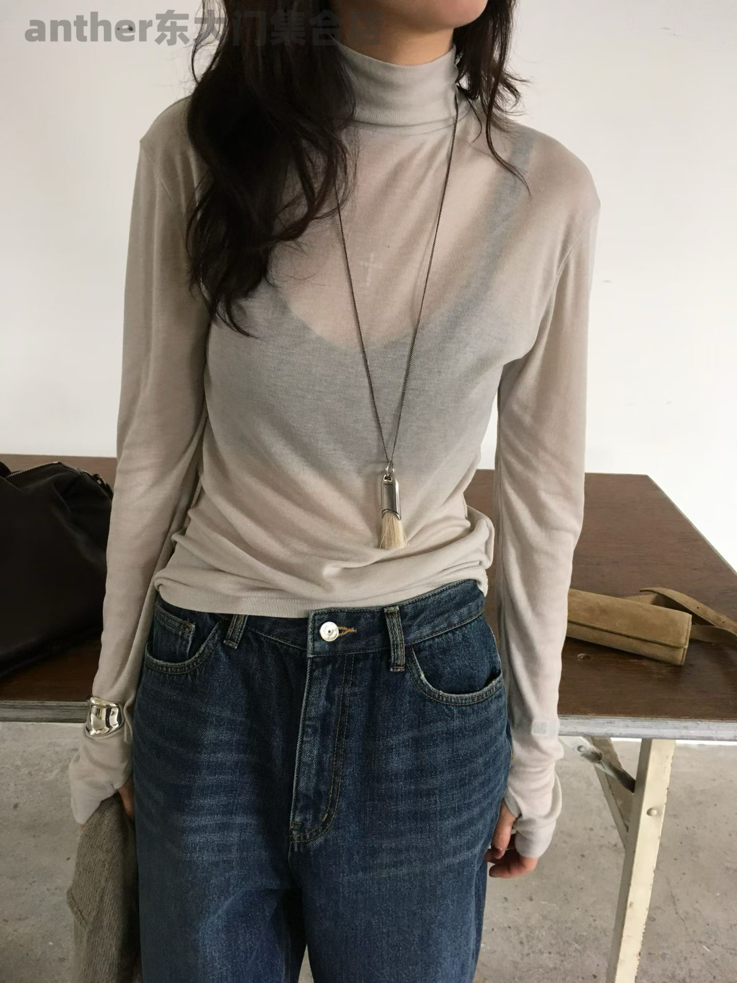 breathe呼吸家韩国东大门2025秋季新款时尚百搭高领打底T恤