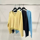 针织衫 river韩国东大门2025春款 洋气百搭宽松v领长袖
