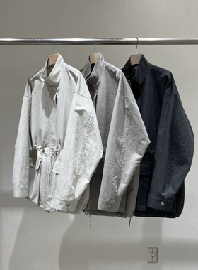 现货韩国东大门STATEMENT 2025春夏收腰抽绳立领工装外套风衣