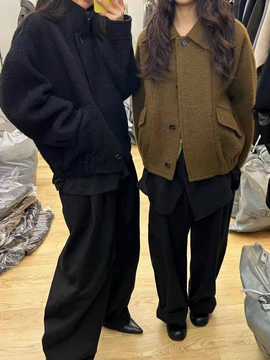 utre韩国东大门2025冬季百搭宽松休闲立领羊驼大衣外套夹克